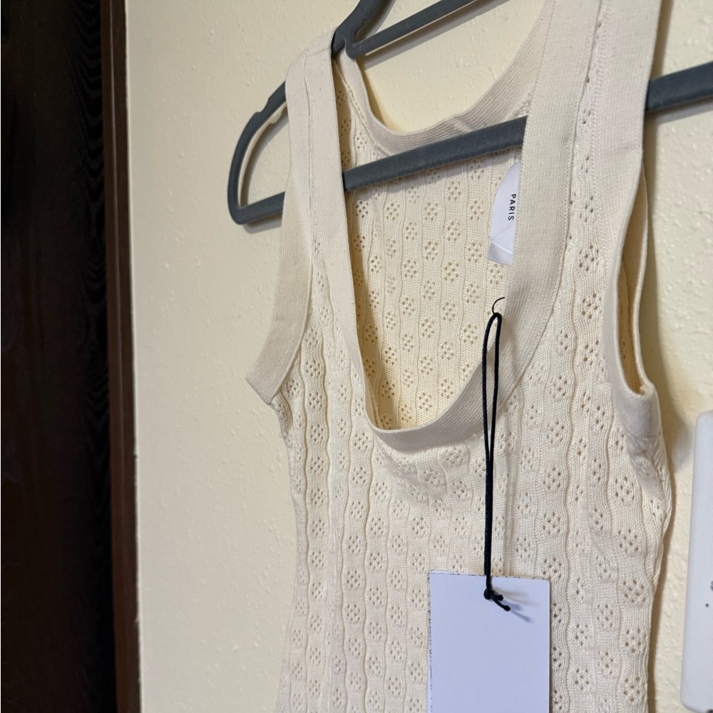 Cream Sleeveless Knit Top